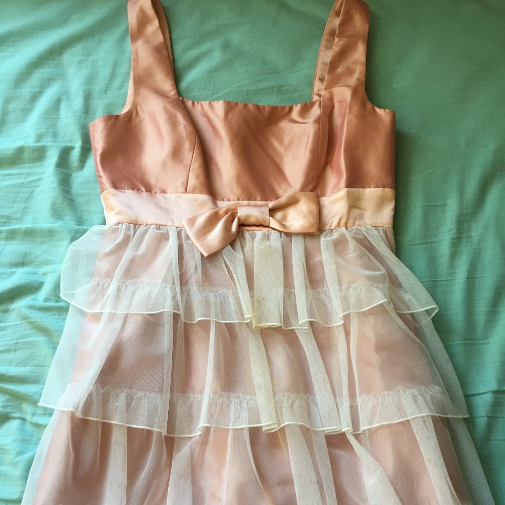 Betsey Johnson Pink and White Ruffle Dress